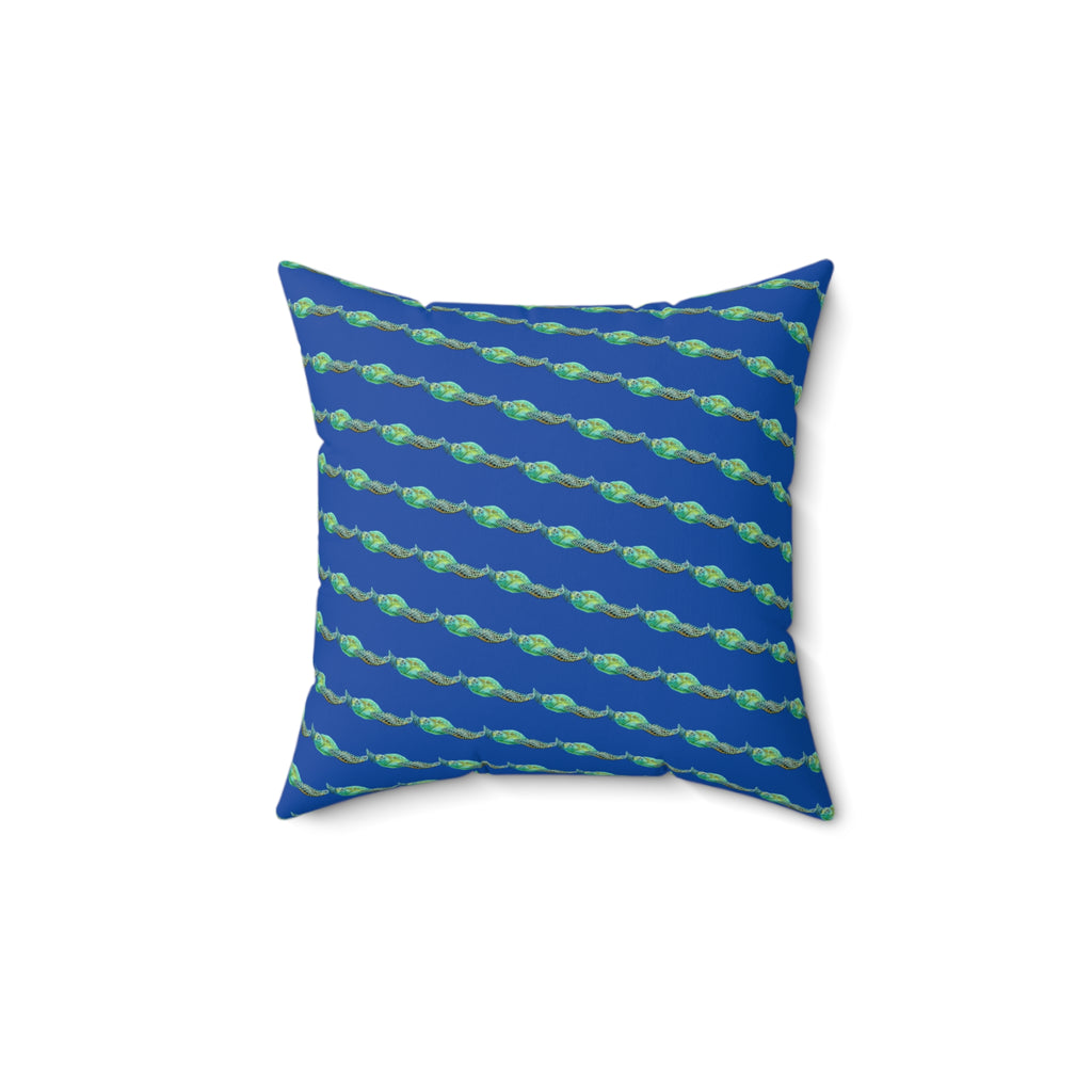 Throw Pillow Sea Turtle pattern - Aqua Coastal Decorative Cushion
