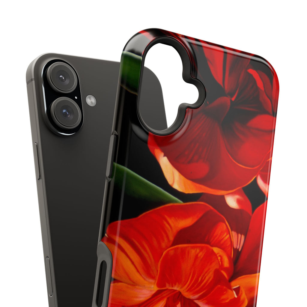 Phone case Lisa Herrera art print Red Amaryllis Floral Impact-Resistant Phone Case