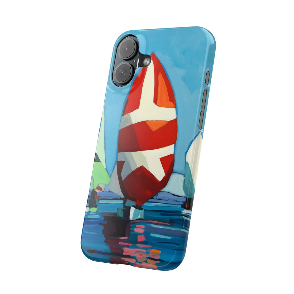 Phone case Lisa Herrera art Sailboats Slim Case — Colorful Nautical Phone Case