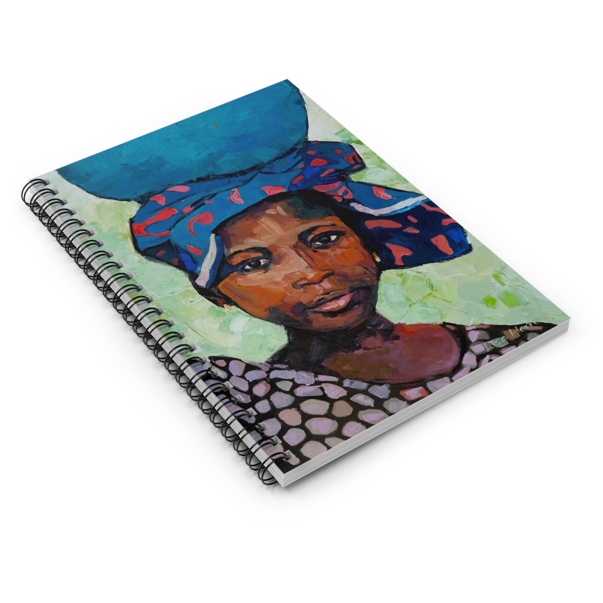 Spiral Notebook Lisa Herrera art print Girl with Blue Bowl Painting - Ruled Journal for Notes & Travel