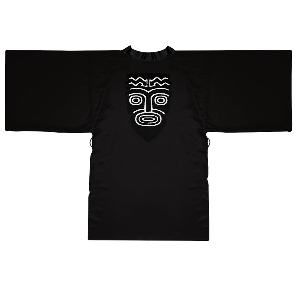 Kimono Robe Tribal Mask  — Lightweight Long Sleeve Lounge Wrap