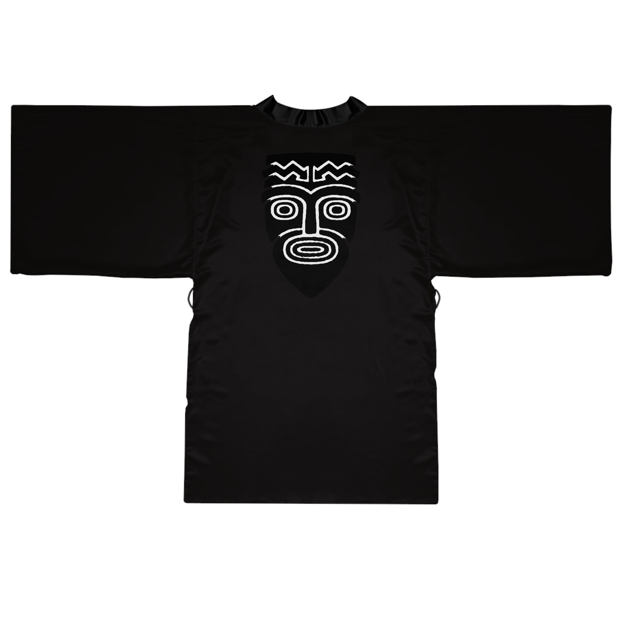 Kimono Robe Tribal Mask  — Lightweight Long Sleeve Lounge Wrap