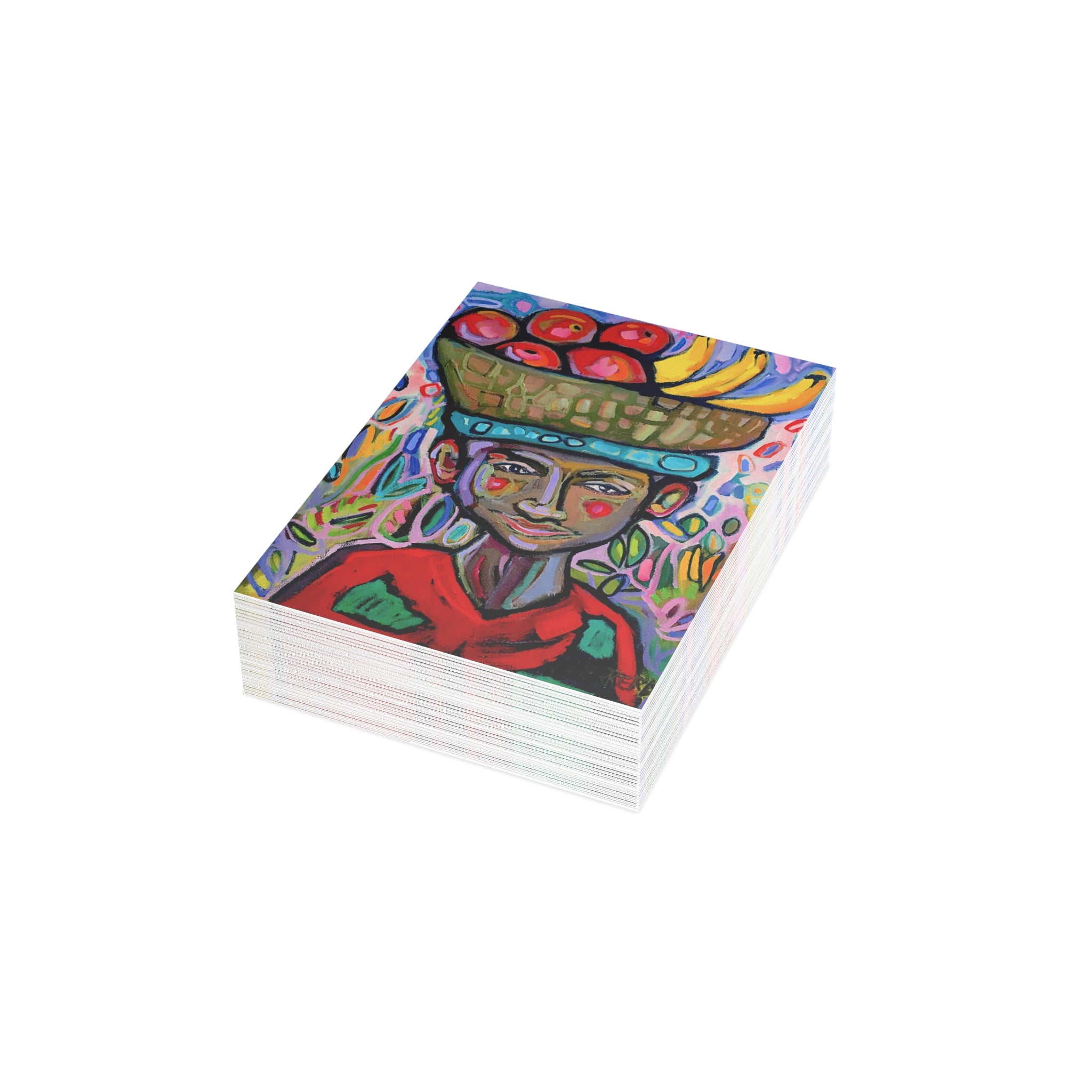 Greeting Card — Colorful Fruit Vendor Art Card (Blank Inside)