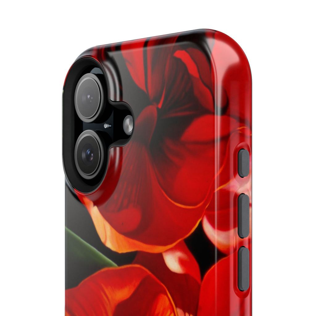 Phone case Lisa Herrera art print Red Amaryllis Floral Impact-Resistant Phone Case
