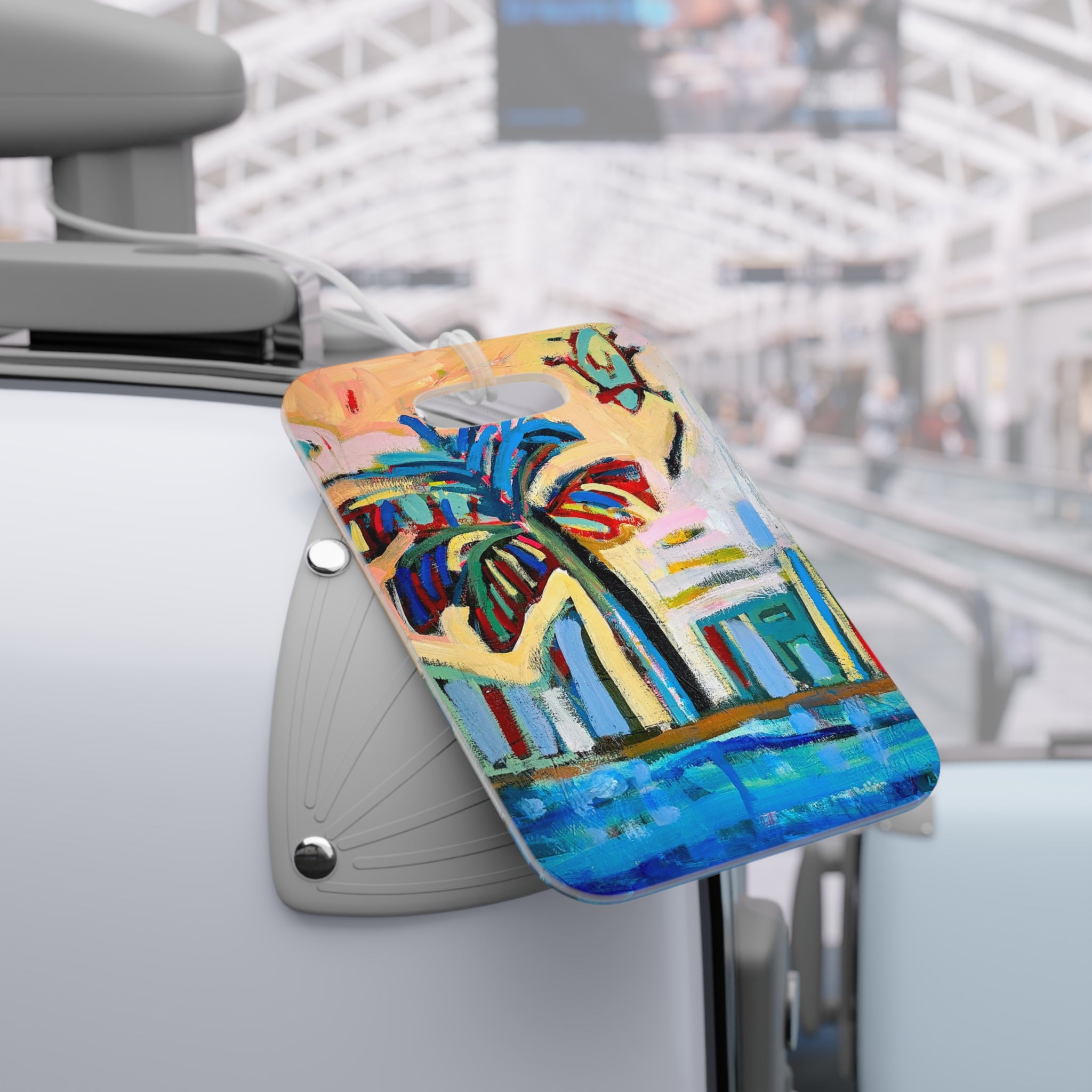 Luggage Tag Lisa Herrera art print Tropical Palm – Colorful Beach Art Travel ID