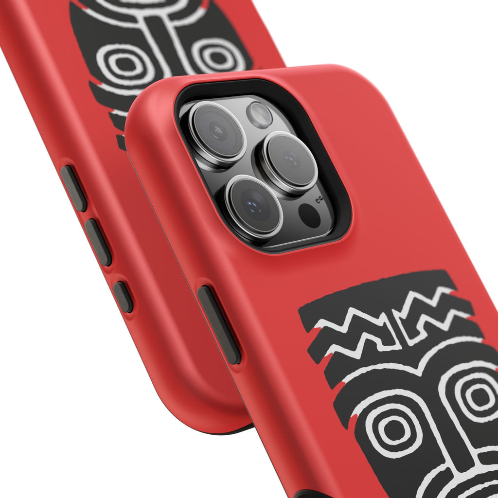 Phone Case Tiki Mask Impact-Resistant Phone Case — Bold Red Protective Cover