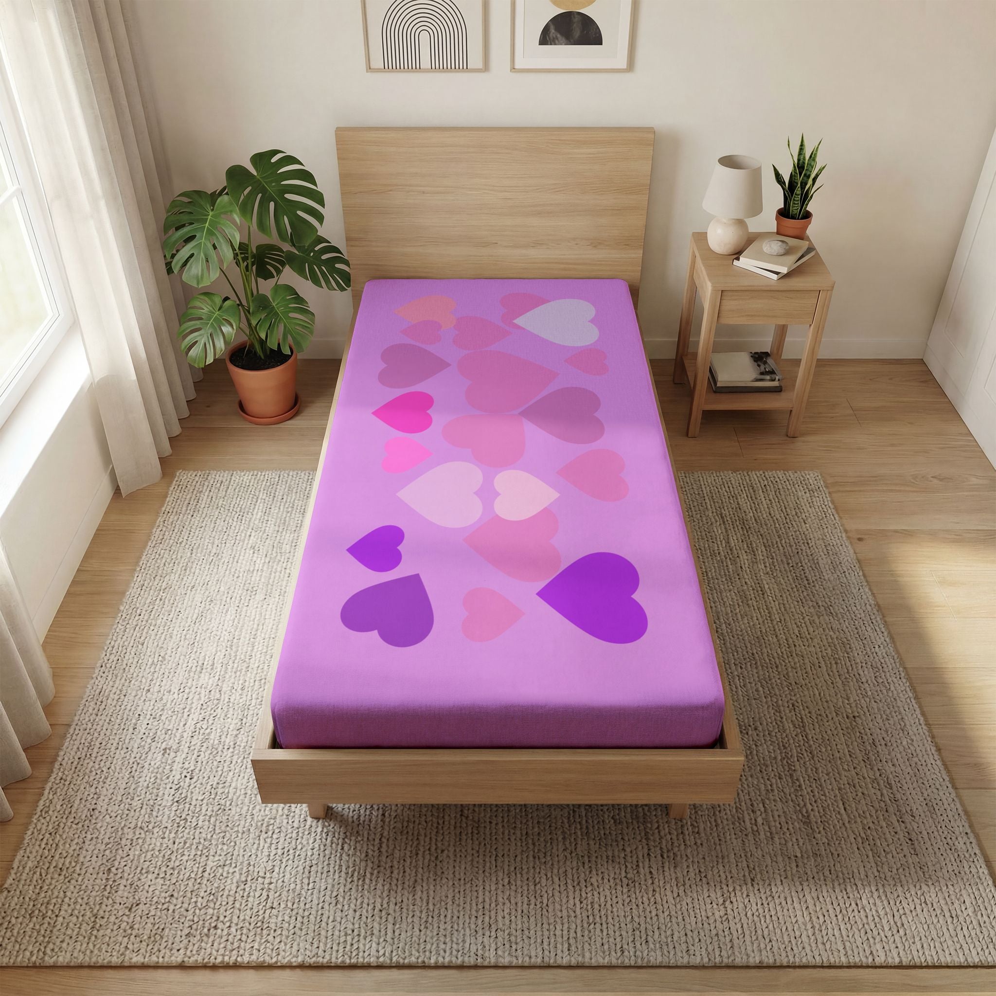 Fitted Sheet Hearts– Pink Hearts Graphic Bedding