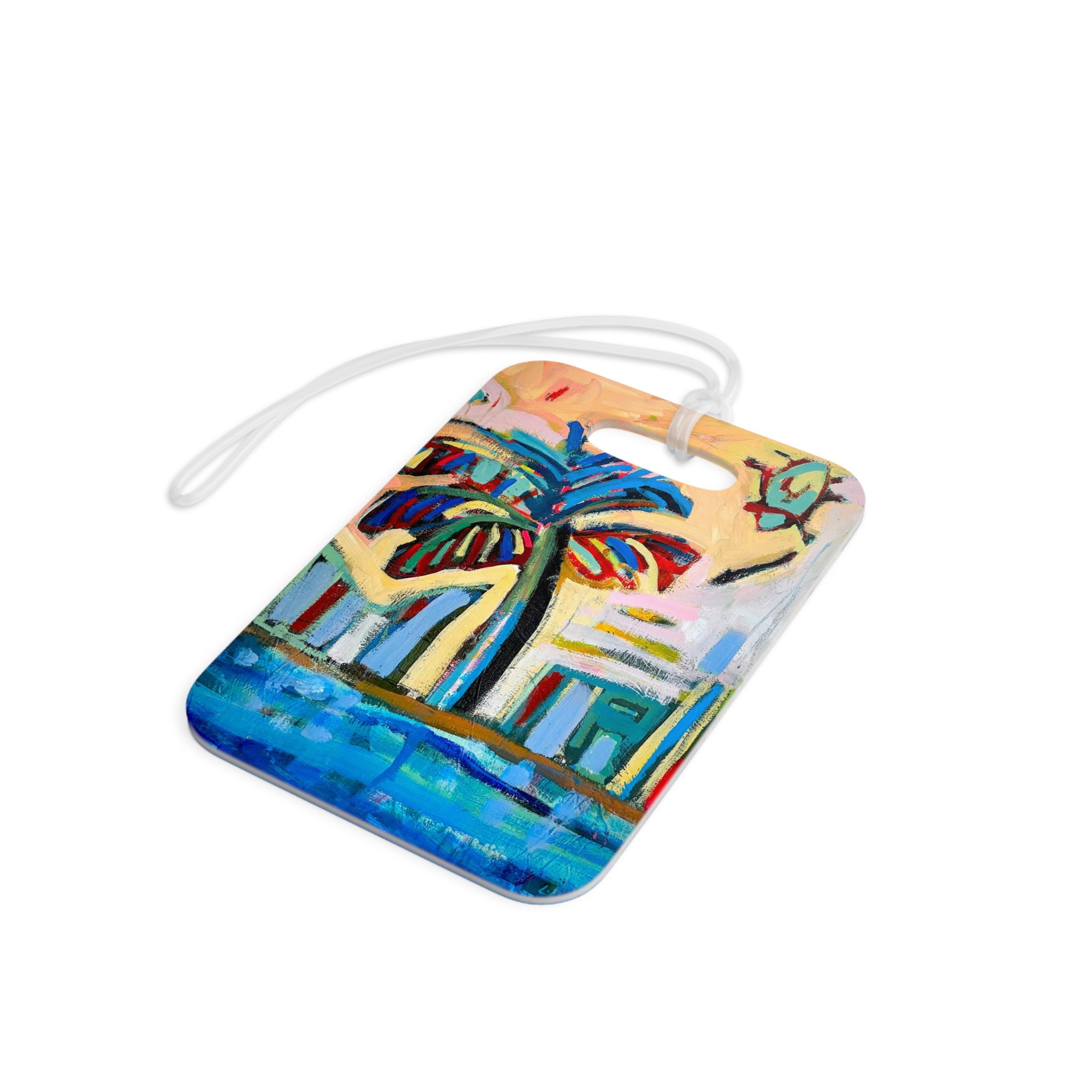 Luggage Tag Lisa Herrera art print Tropical Palm – Colorful Beach Art Travel ID