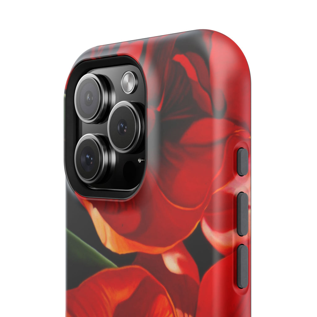 Phone case Lisa Herrera art print Red Amaryllis Floral Impact-Resistant Phone Case
