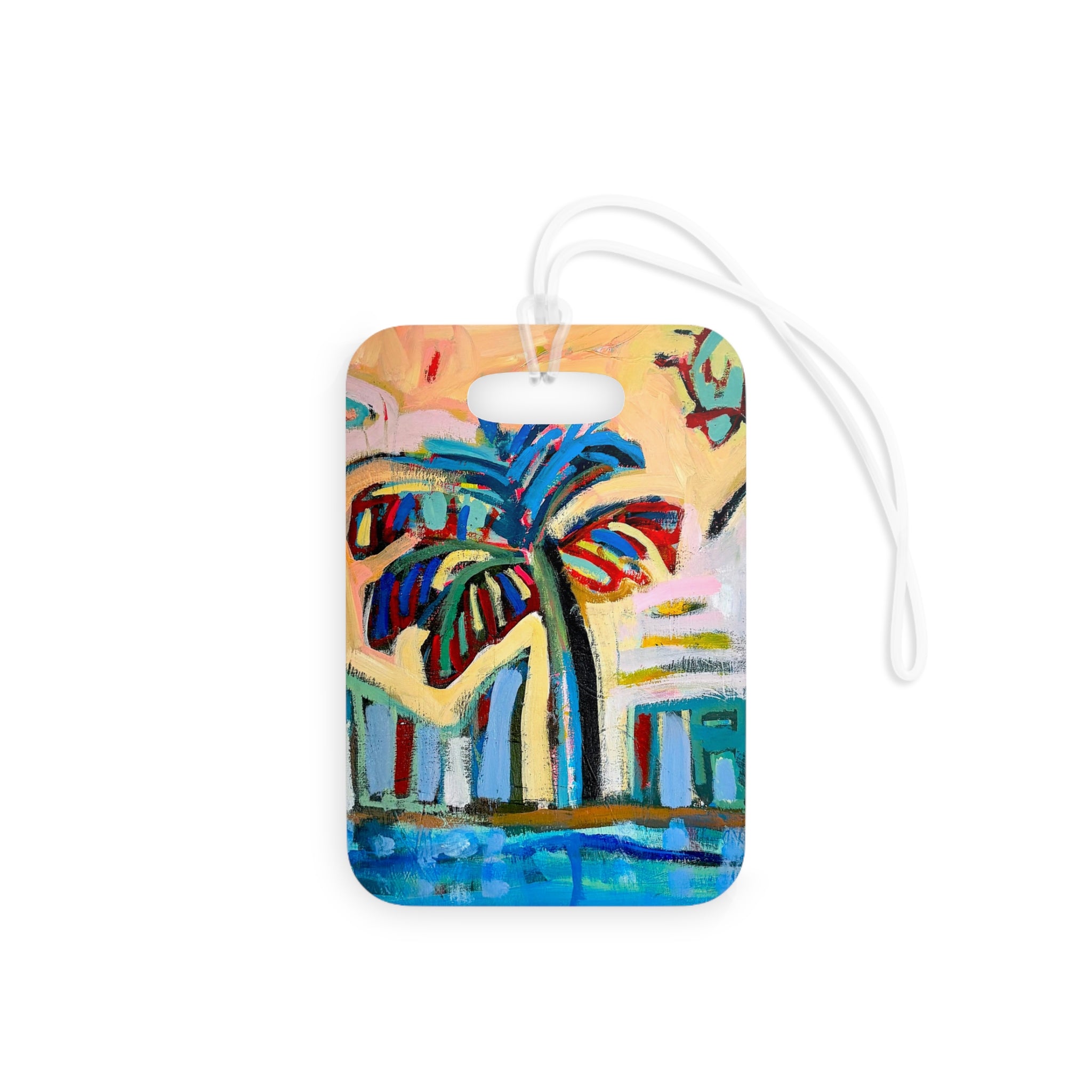 Luggage Tag Lisa Herrera art print Tropical Palm – Colorful Beach Art Travel ID