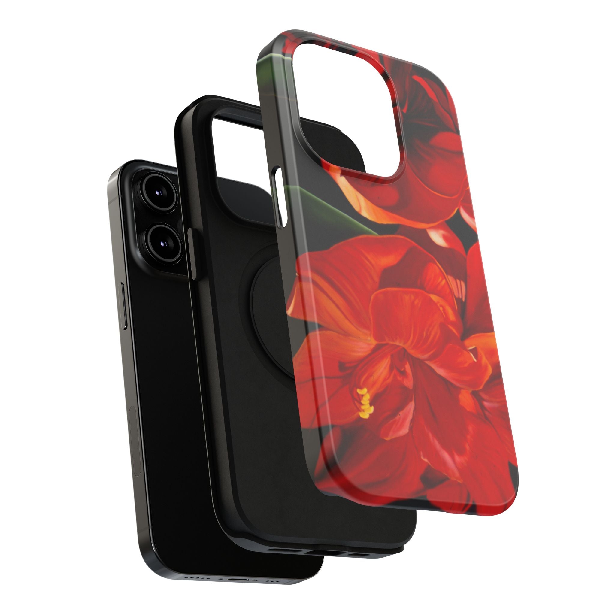 Phone case Lisa Herrera art print Red Amaryllis Floral Impact-Resistant Phone Case