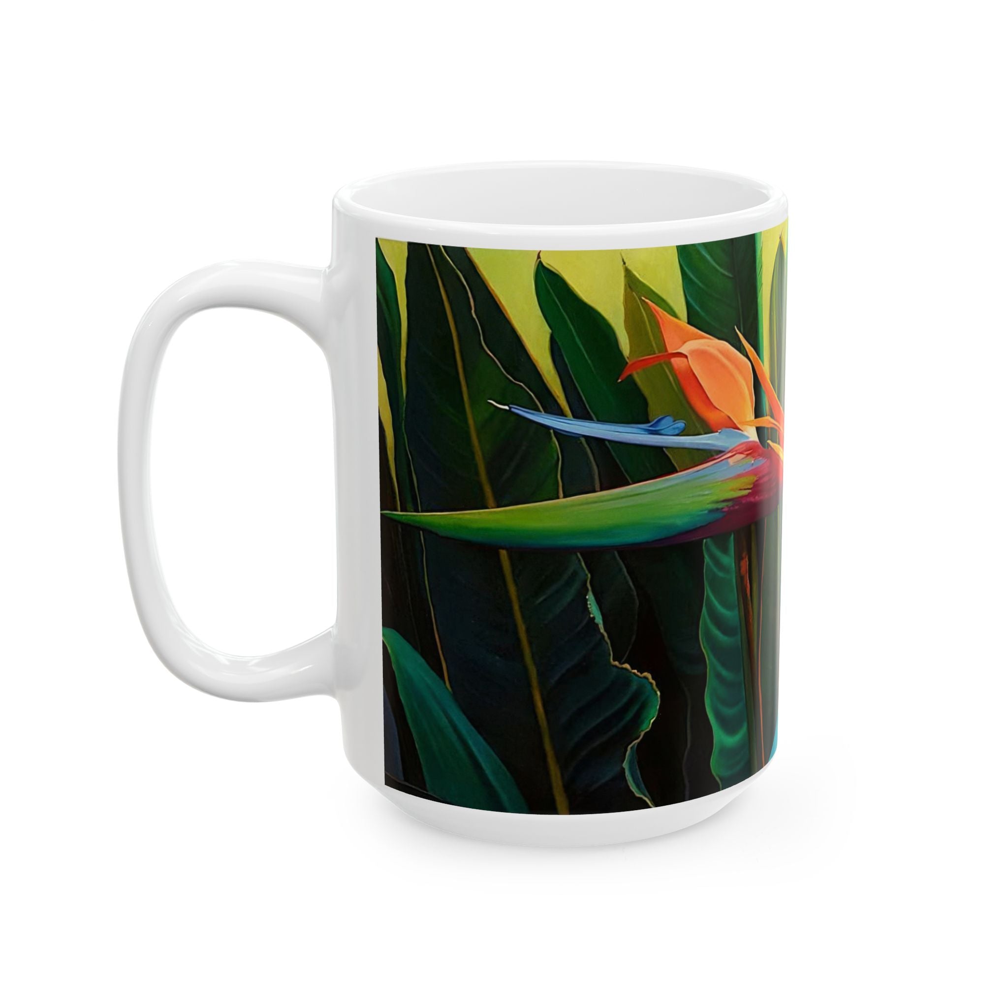 Ceramic Mug Lisa Herrera art print Bird of Paradise Floral  – Tropical Flower Painting Coffee Cup (11oz & 15oz)