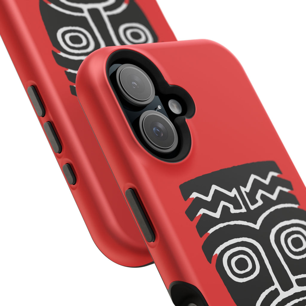 Phone Case Tiki Mask Impact-Resistant Phone Case — Bold Red Protective Cover