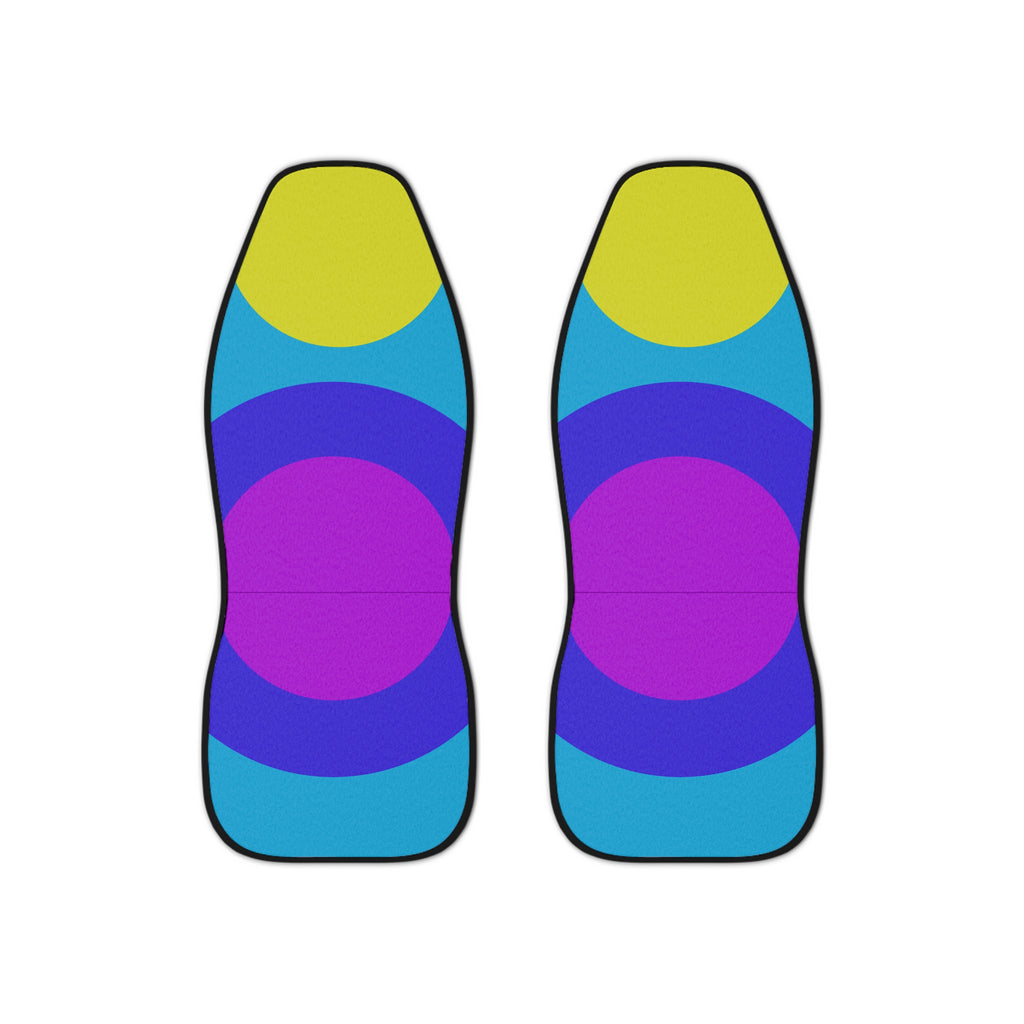 Car Seat Covers — Colorful Retro Circle Vibrant Blue, Purple & Lime Design
