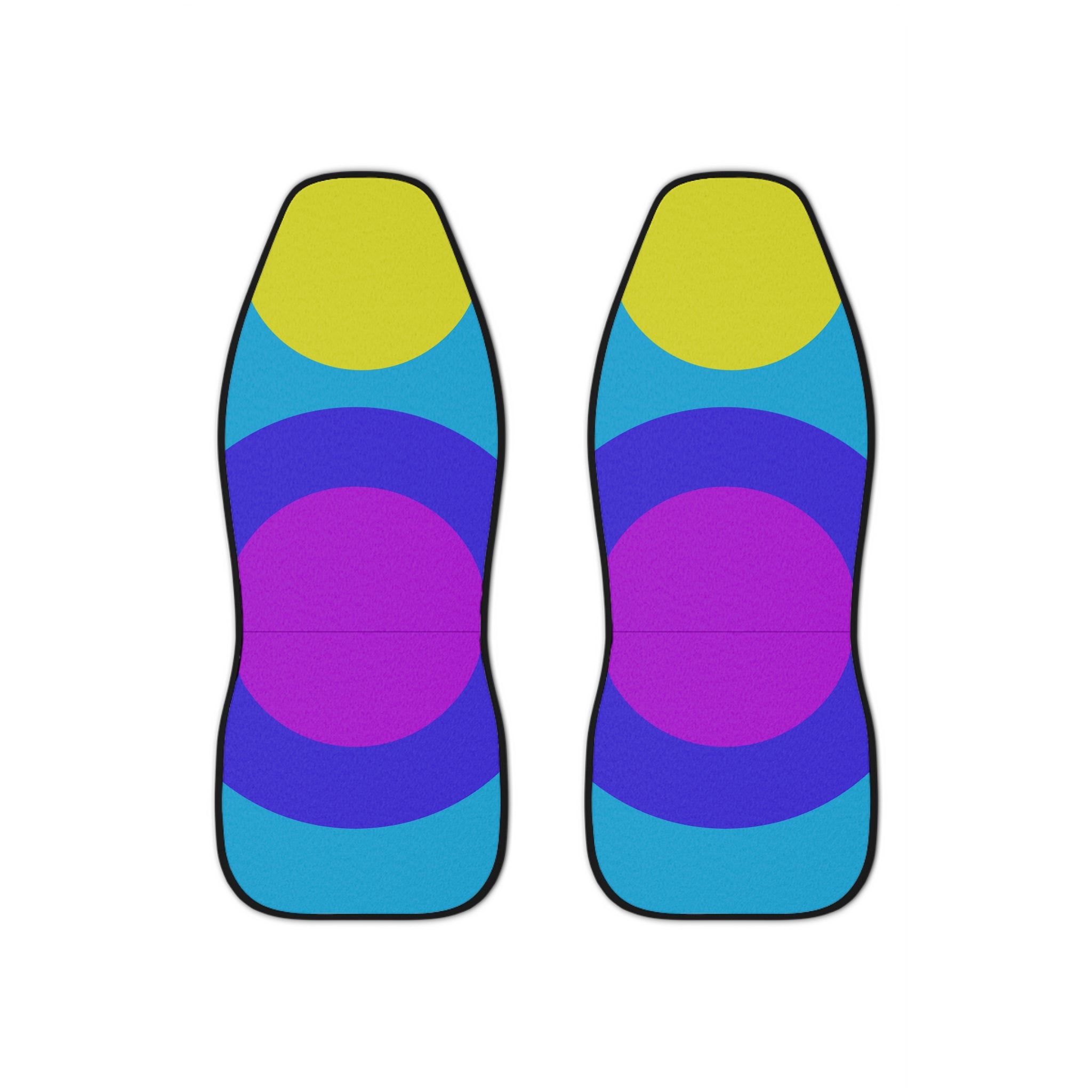 Car Seat Covers — Colorful Retro Circle Vibrant Blue, Purple & Lime Design