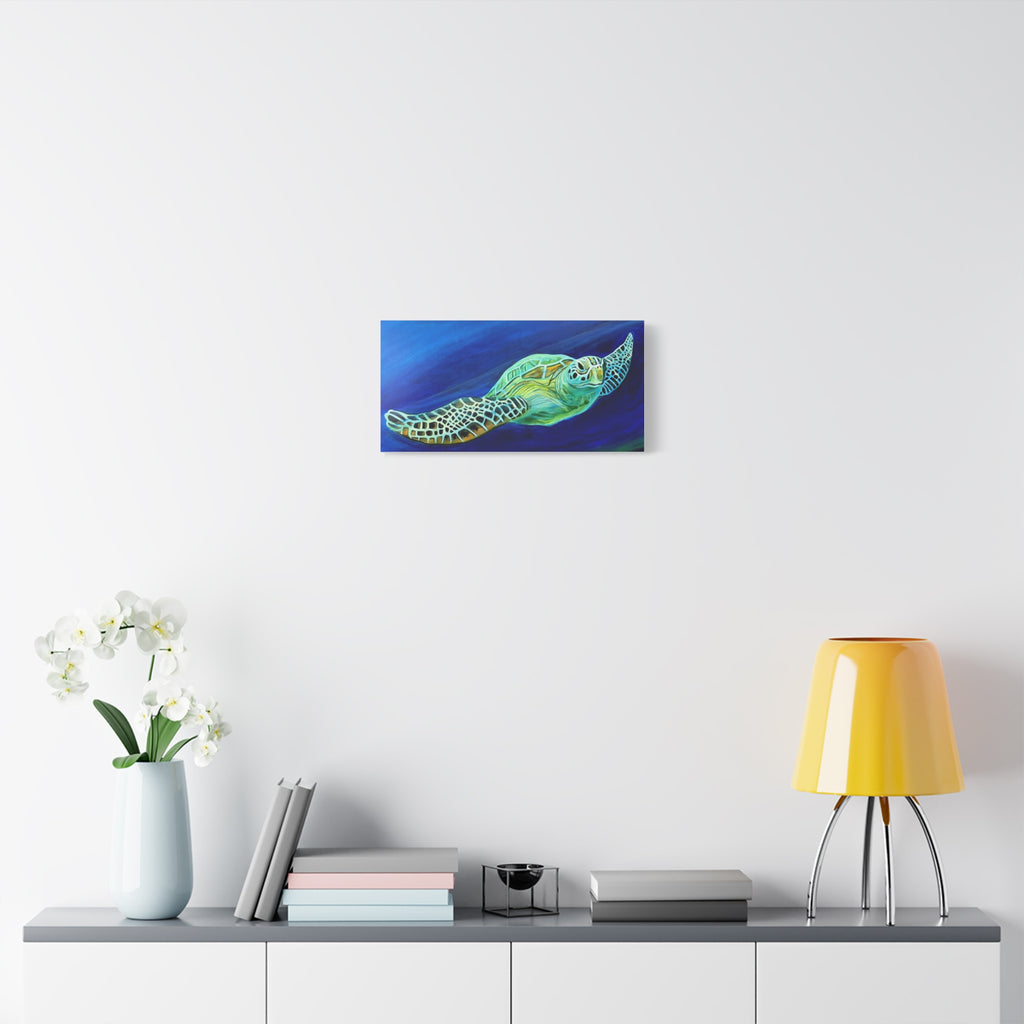 Sea Turtle Canvas Wall Art – Vibrant Marine Ocean Painting, Matte Stretched 1.25"