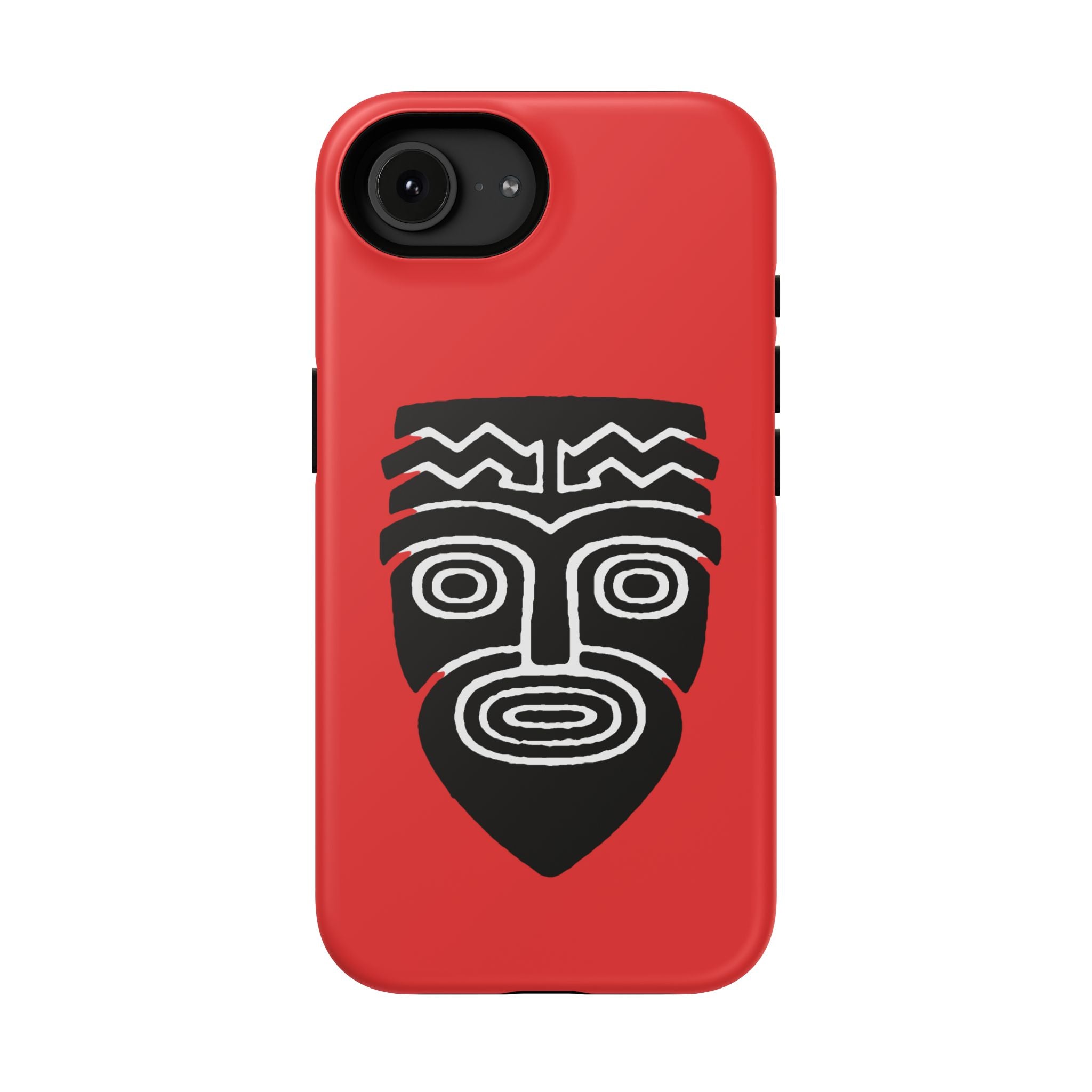 Phone Case Tiki Mask Impact-Resistant Phone Case — Bold Red Protective Cover