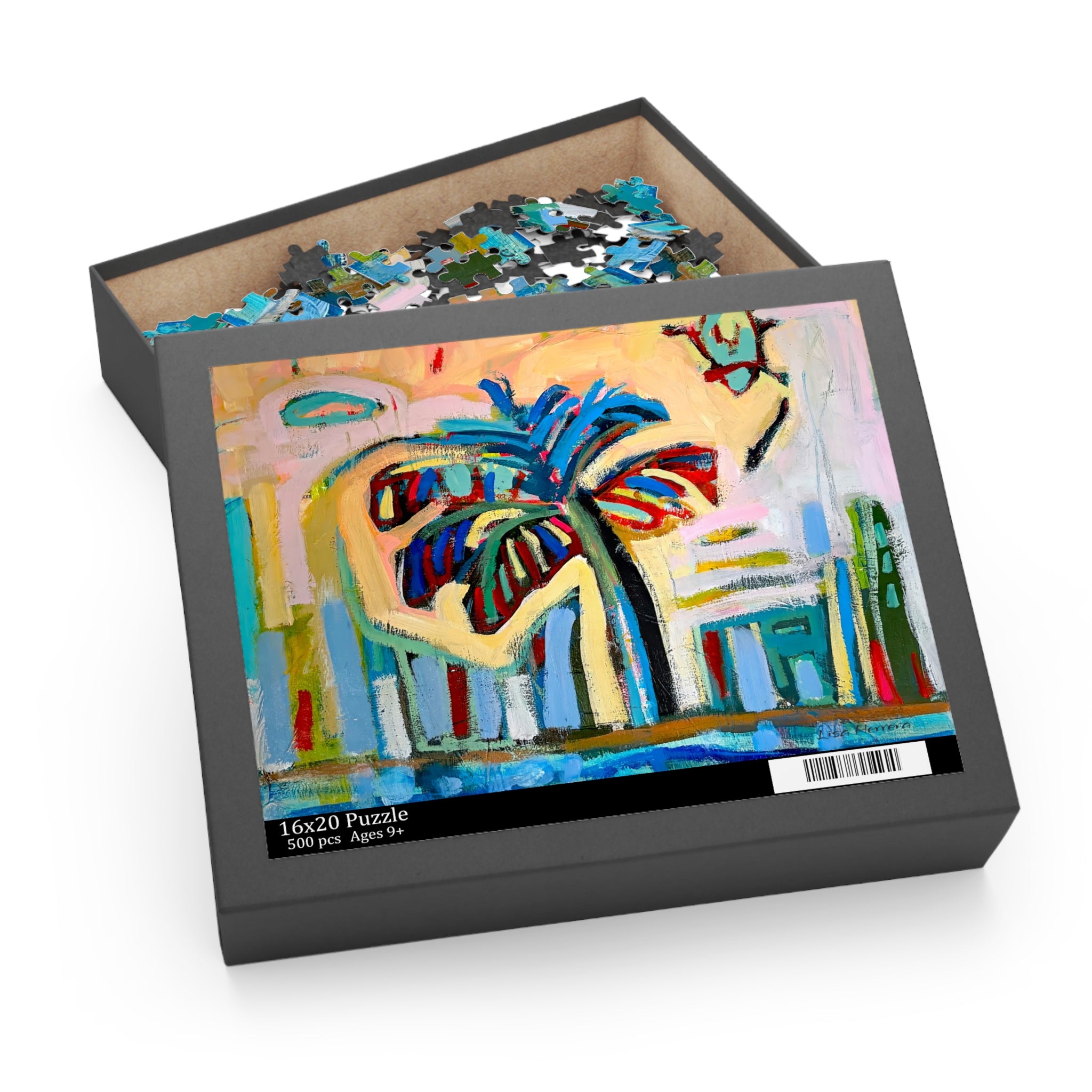 Puzzle Lisa Herrera art print Tropical Palm Abstract Puzzle — Colorful Beach Art Jigsaw (120/252/500-Piece)