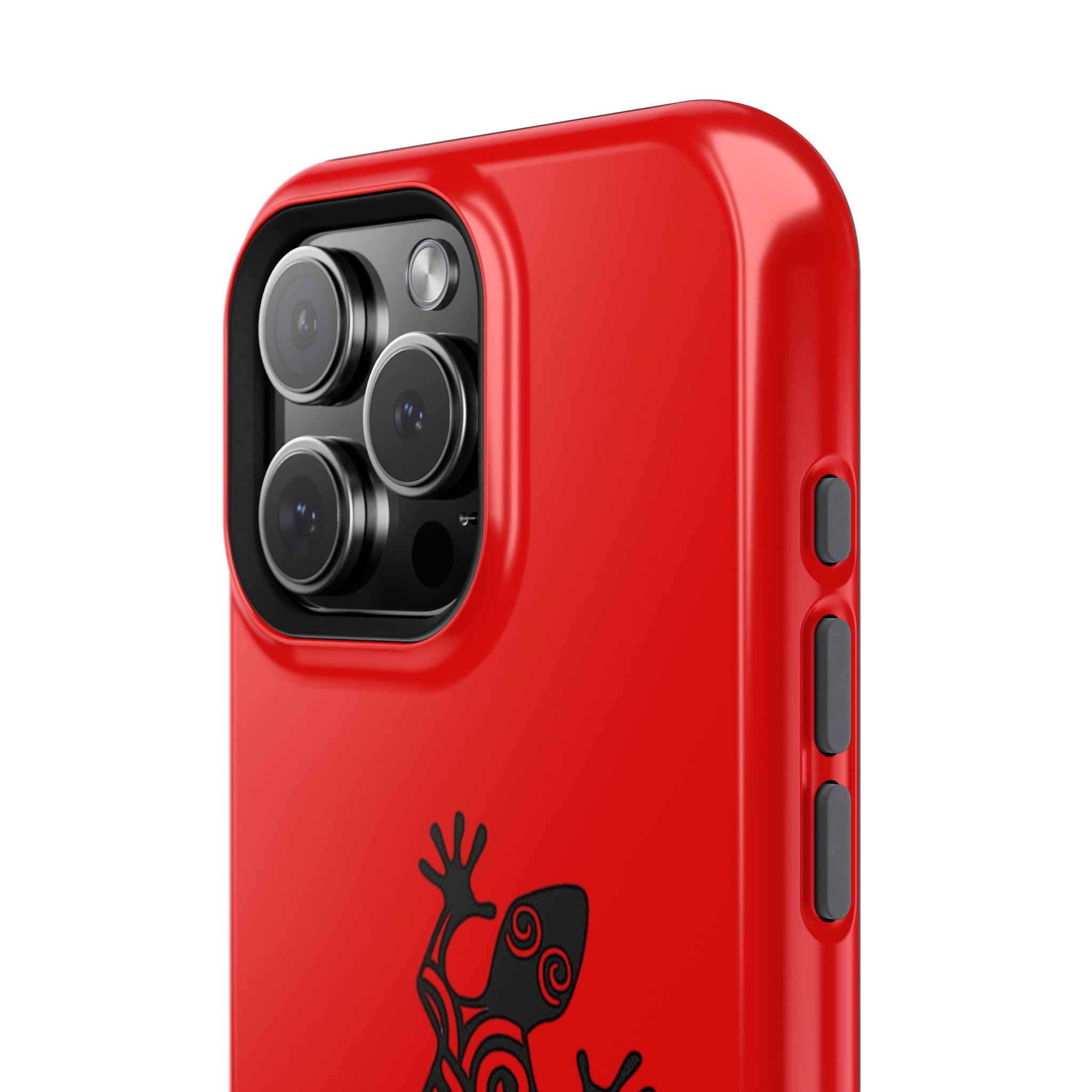 Phone Case Red Impact with Tribal Gecko Design — Shockproof Protective Cover