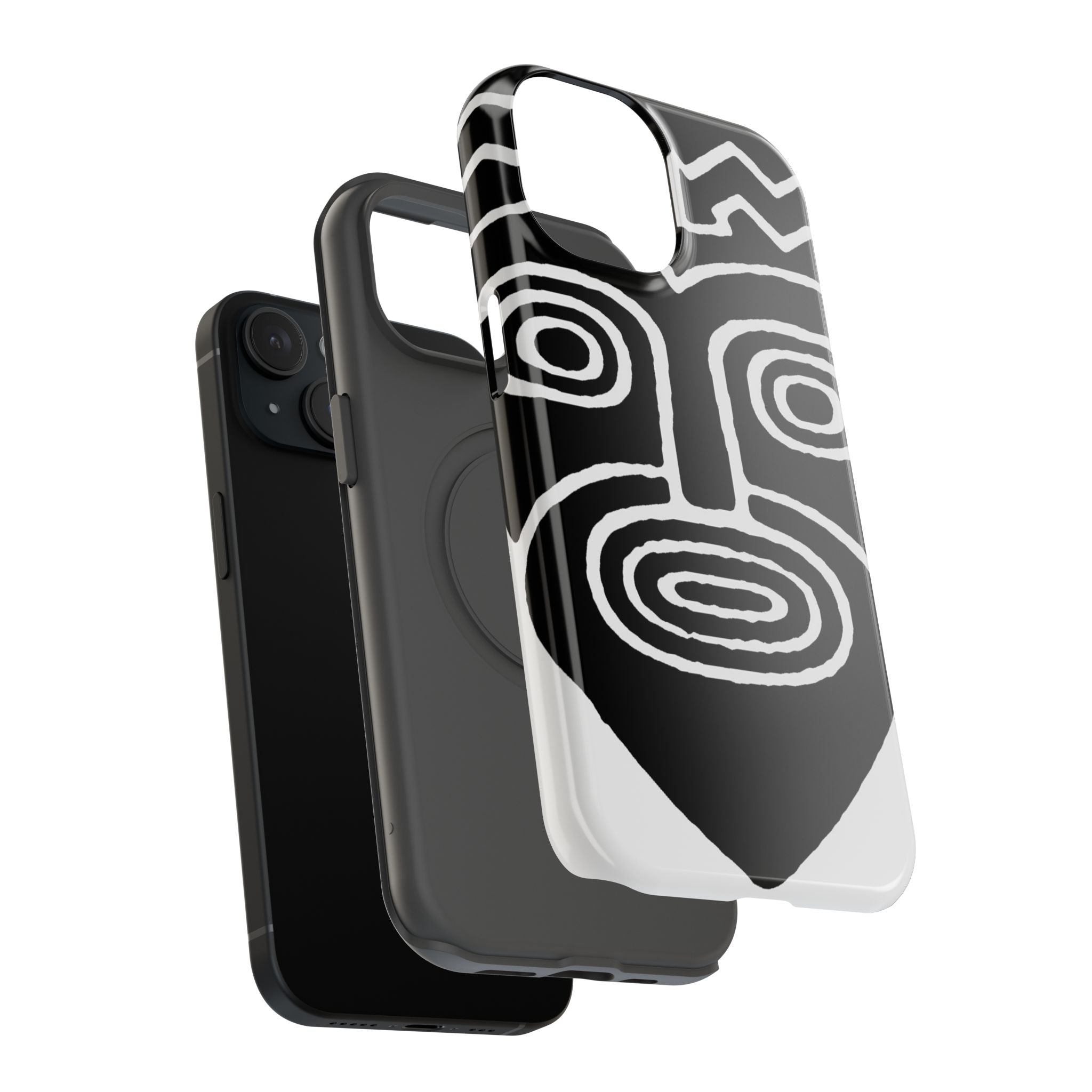 Phone Case — Black & White Tribal Mask Impact-Resistant Case