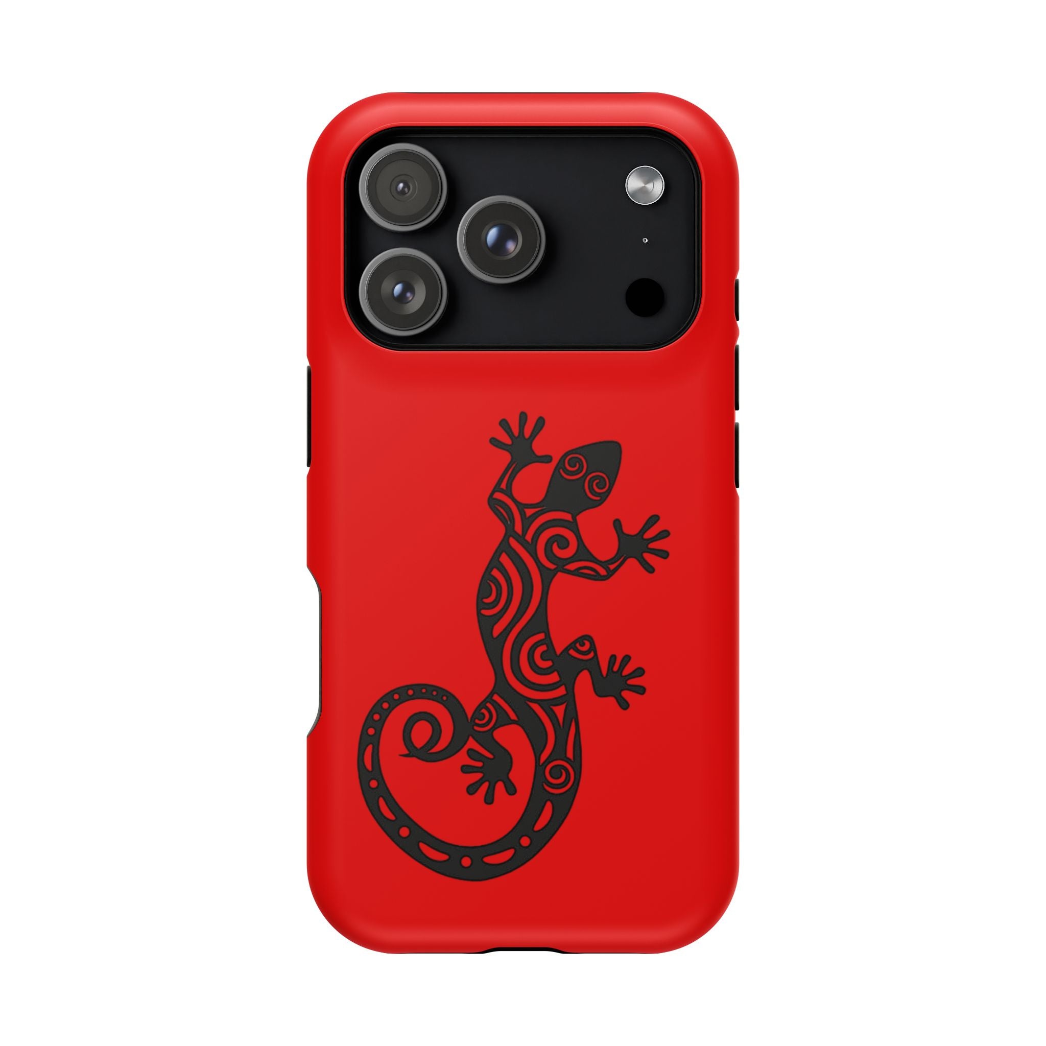 Phone Case Red Impact with Tribal Gecko Design — Shockproof Protective Cover