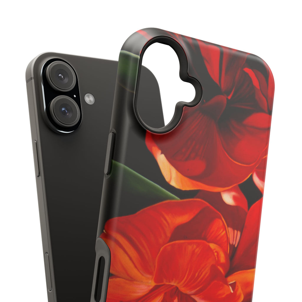Phone case Lisa Herrera art print Red Amaryllis Floral Impact-Resistant Phone Case