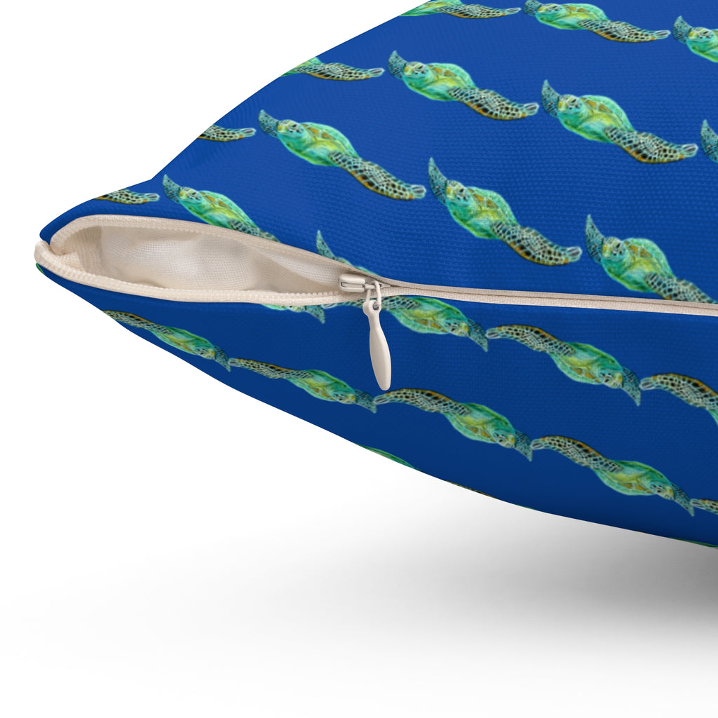 Throw Pillow Sea Turtle pattern - Aqua Coastal Decorative Cushion
