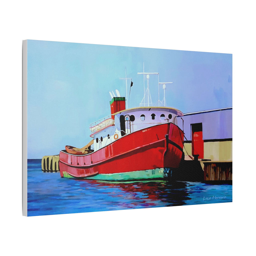 Canvas Print Lisa Herrera Art Red Tugboat Canvas Print — Stretched Satin Wall Art