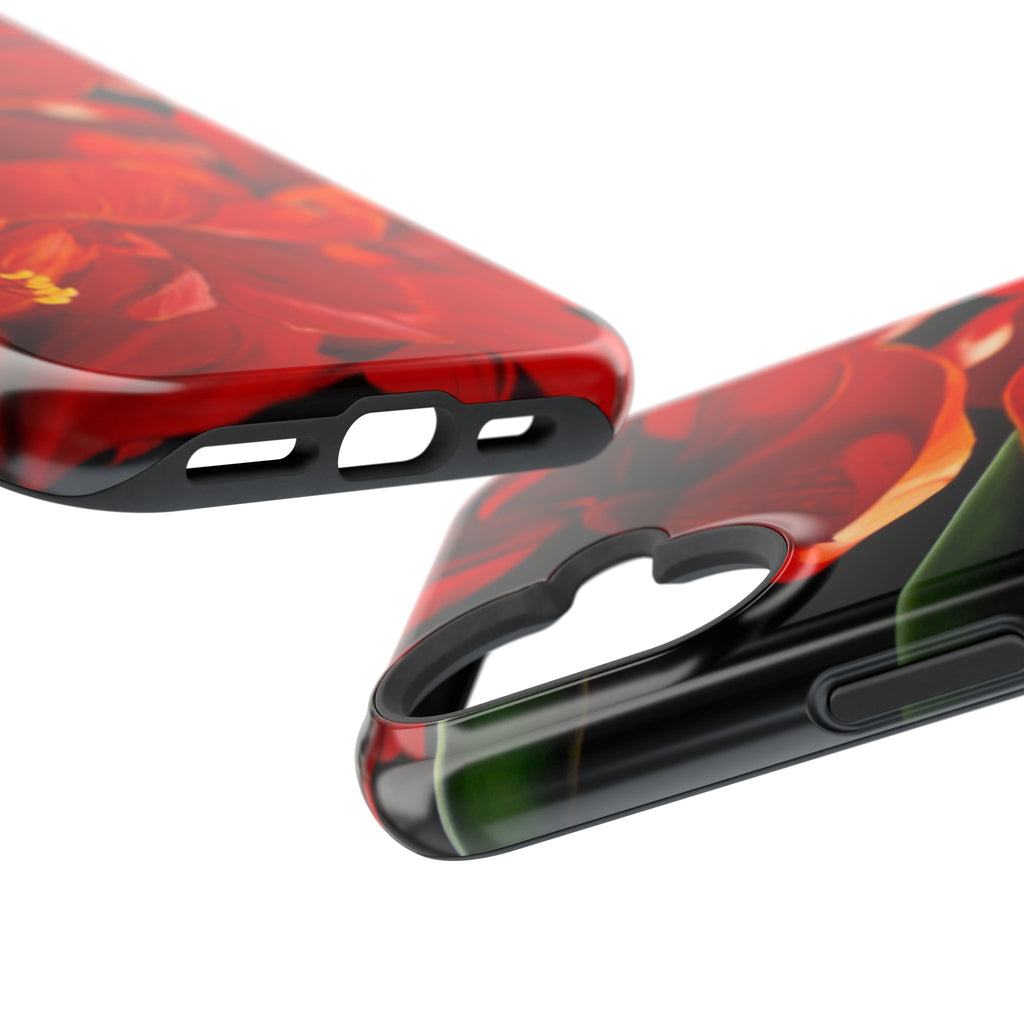 Phone case Lisa Herrera art print Red Amaryllis Floral Impact-Resistant Phone Case