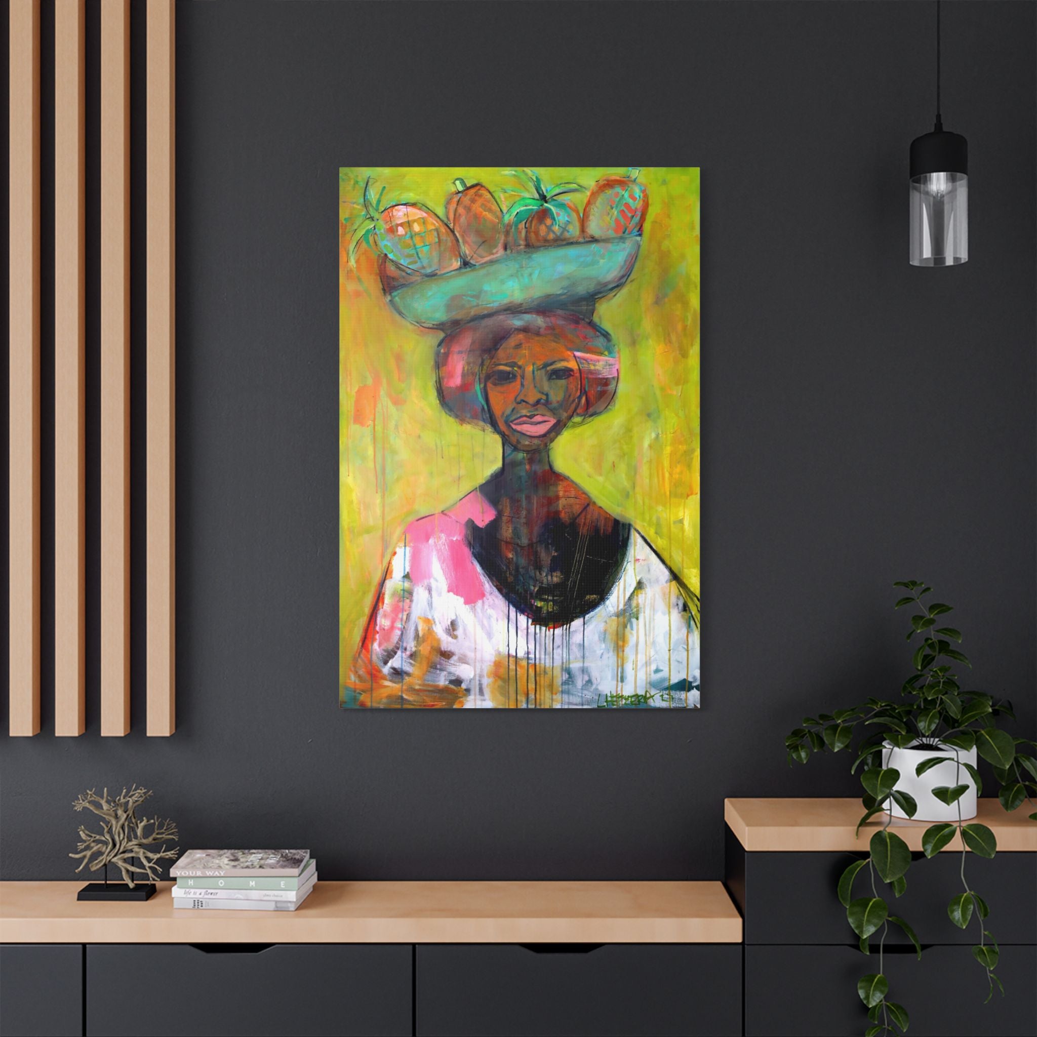 Canvas Lisa Herrera art print Lady Lady Fruit Vendor  — Stretched Wall Art