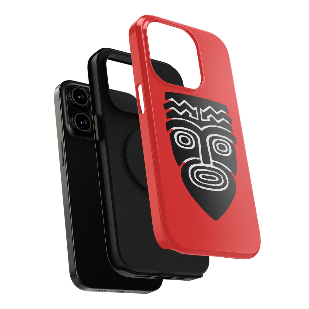 Phone Case Tiki Mask Impact-Resistant Phone Case — Bold Red Protective Cover