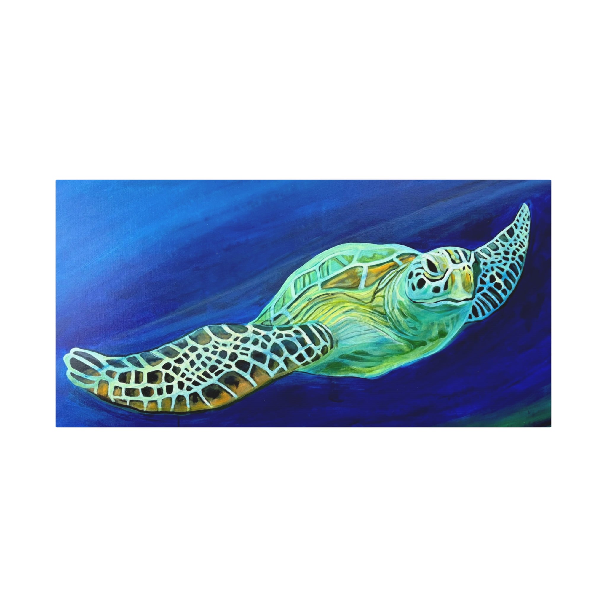 Sea Turtle Canvas Wall Art – Vibrant Marine Ocean Painting, Matte Stretched 1.25"