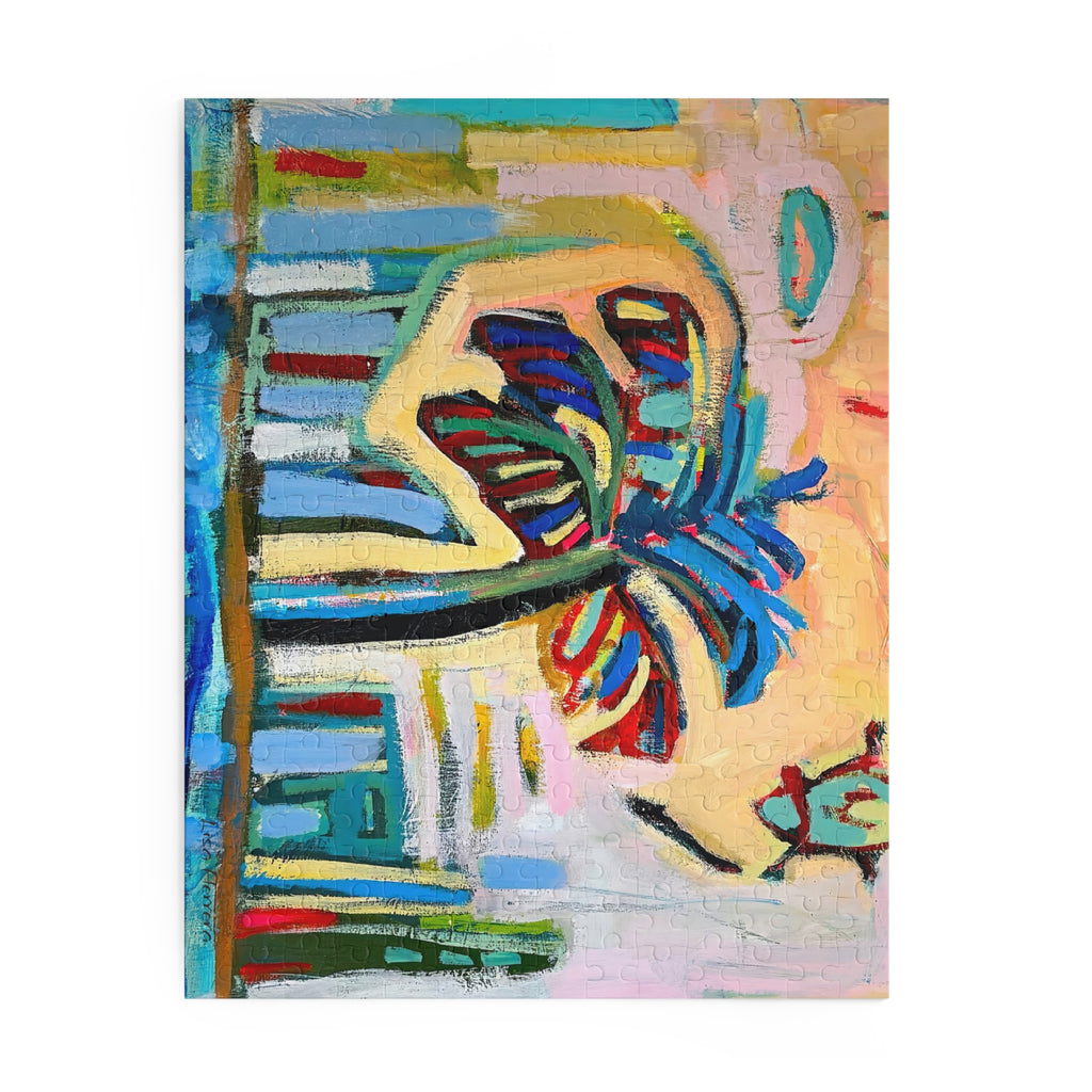Puzzle Lisa Herrera art print Tropical Palm Abstract Puzzle — Colorful Beach Art Jigsaw (120/252/500-Piece)