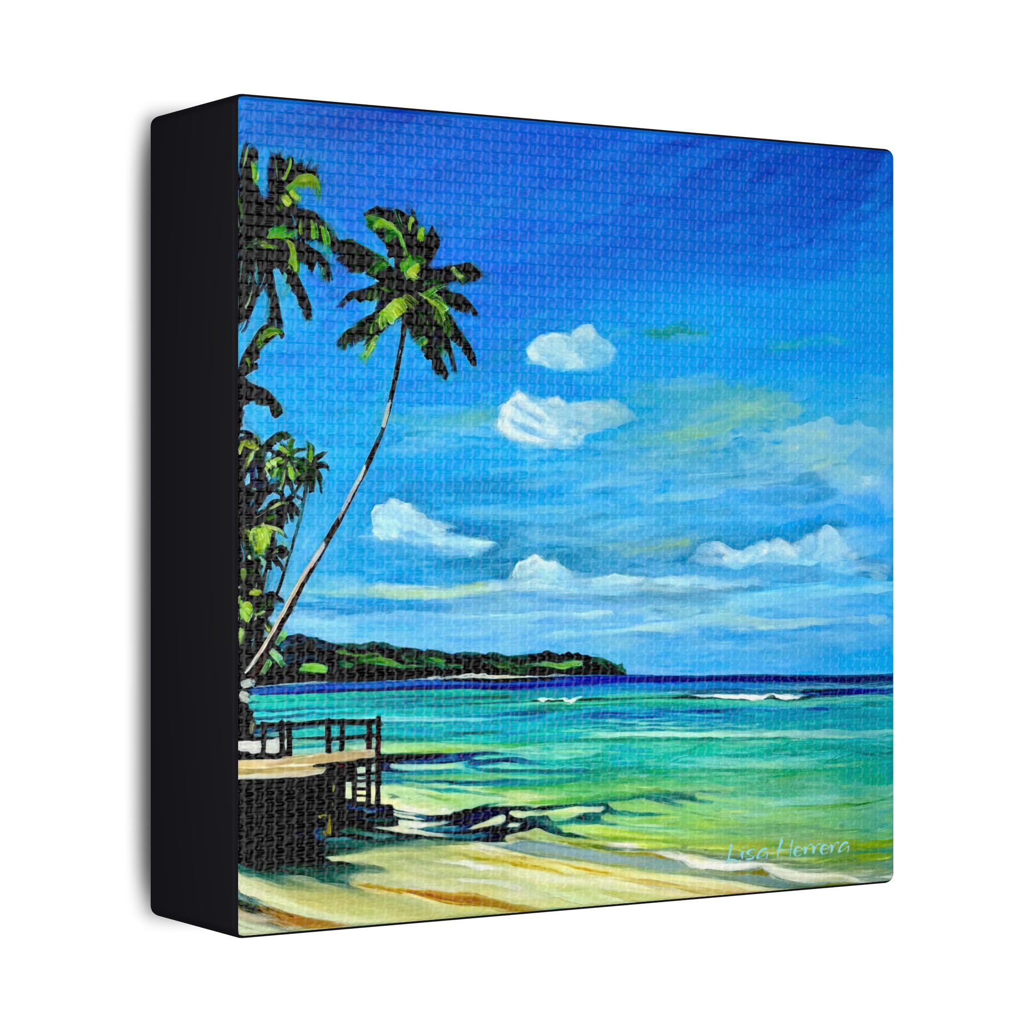 Canvas Print Lisa Herrera art Tropical Beach Canvas Print — Palm Trees Seaside Stretched Wall Art