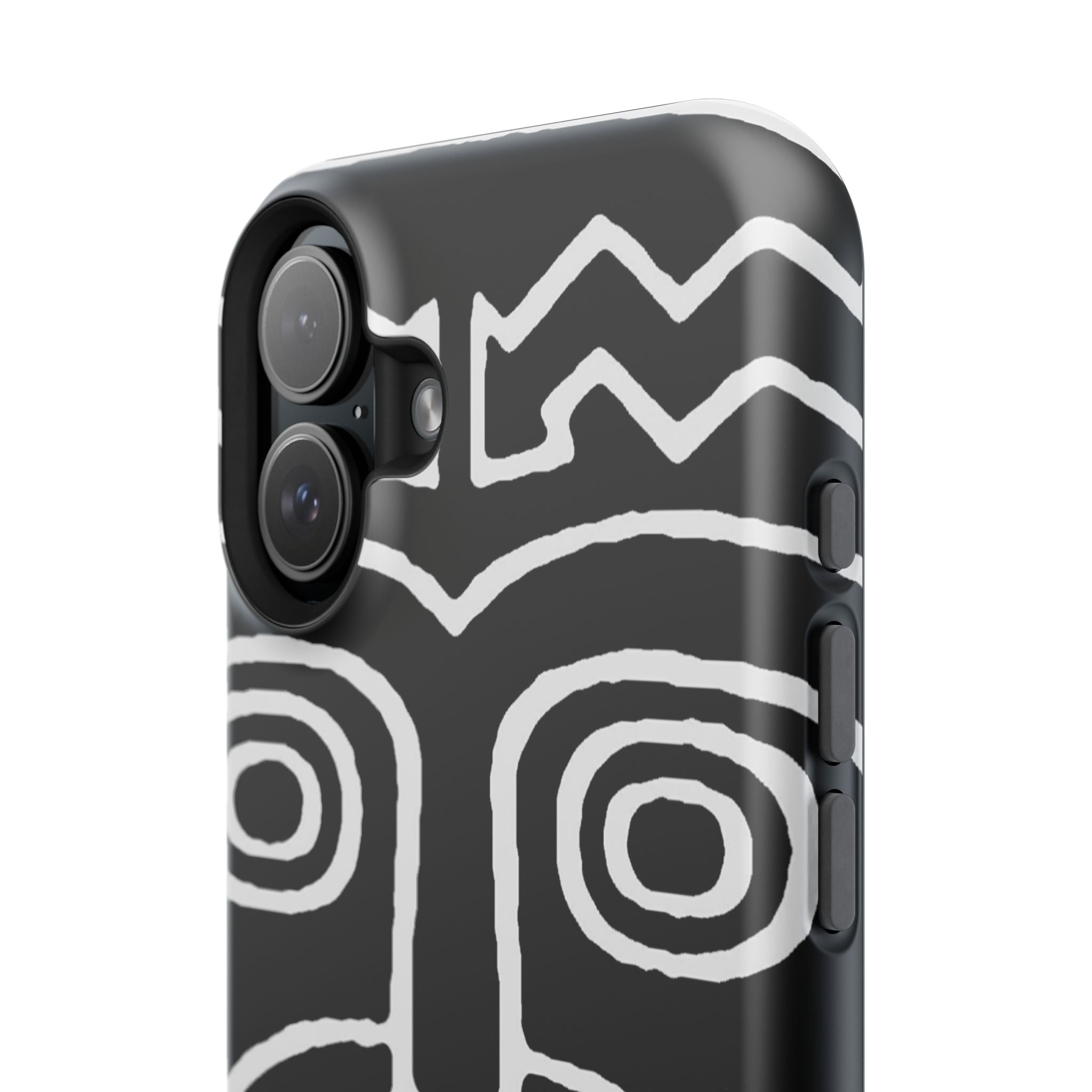 Phone Case — Black & White Tribal Mask Impact-Resistant Case