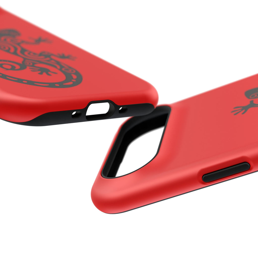 Phone Case Red Impact with Tribal Gecko Design — Shockproof Protective Cover
