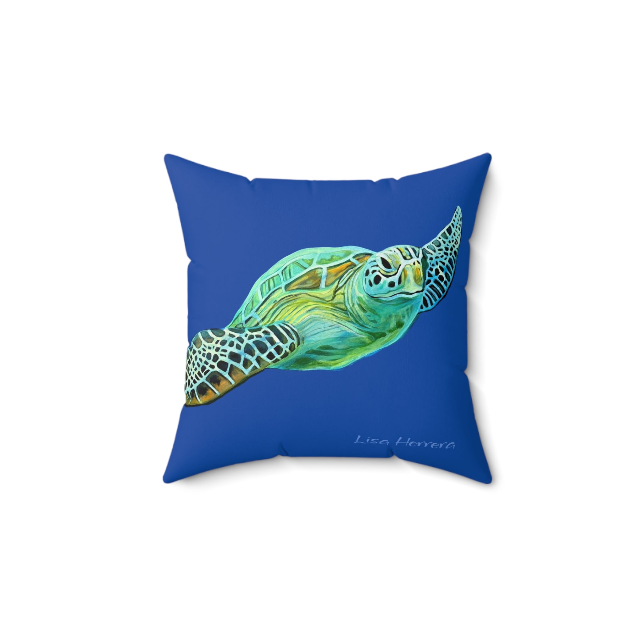 Throw Pillow Sea Turtle  - Aqua Coastal Decorative Cushion