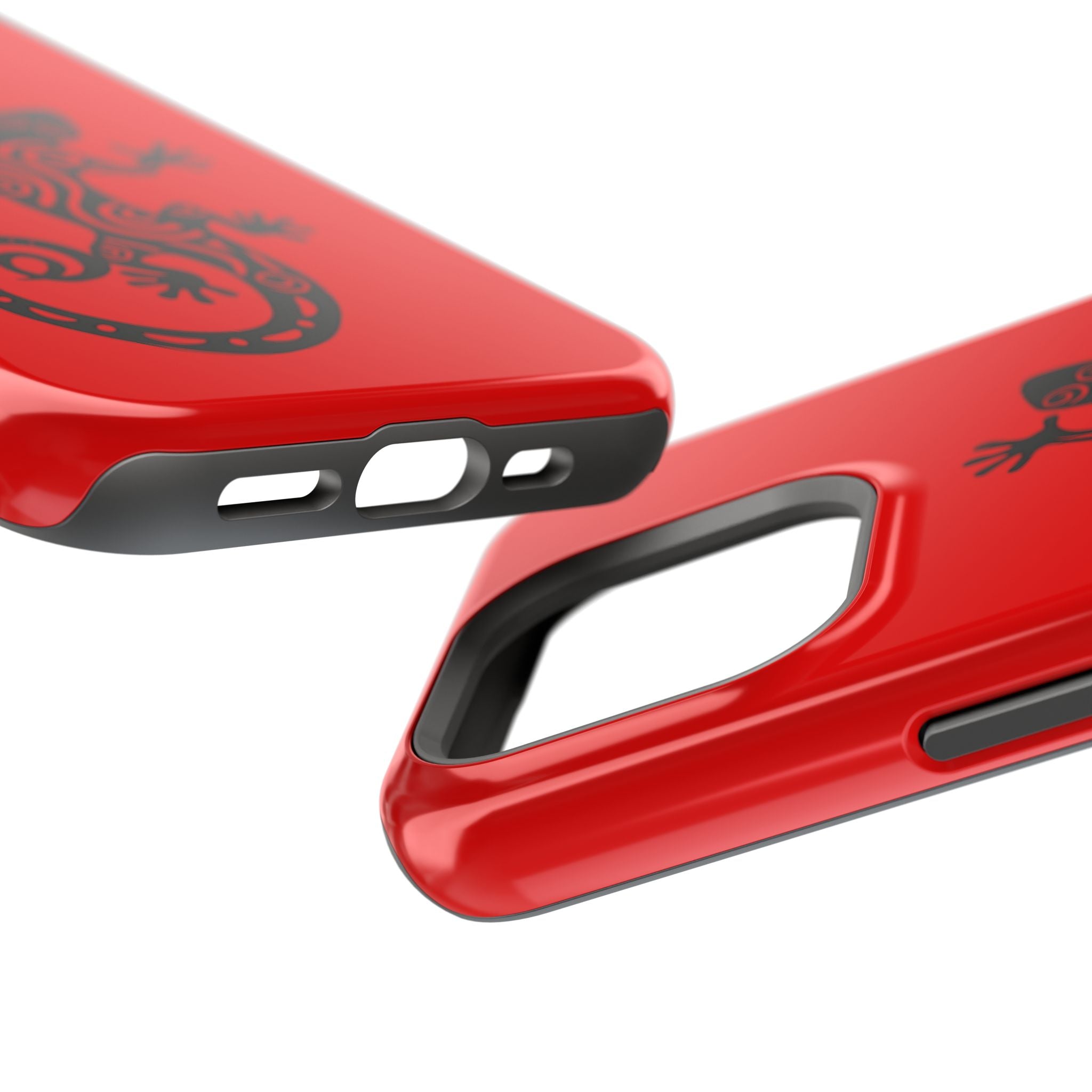 Phone Case Red Impact with Tribal Gecko Design — Shockproof Protective Cover