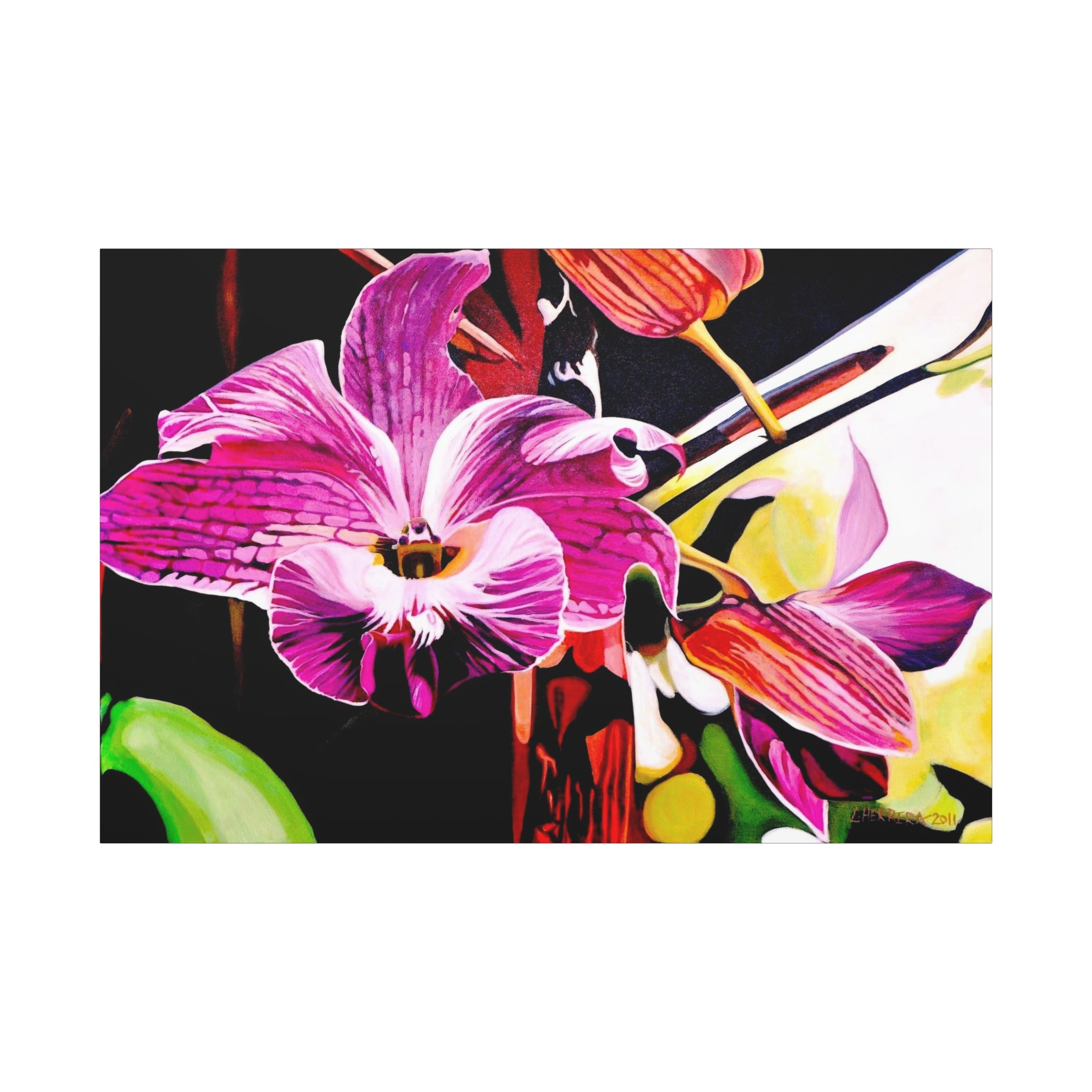 Canvas Print of Purple Orchid — Pink Botanical Wall Art, Matte Stretched Canvas