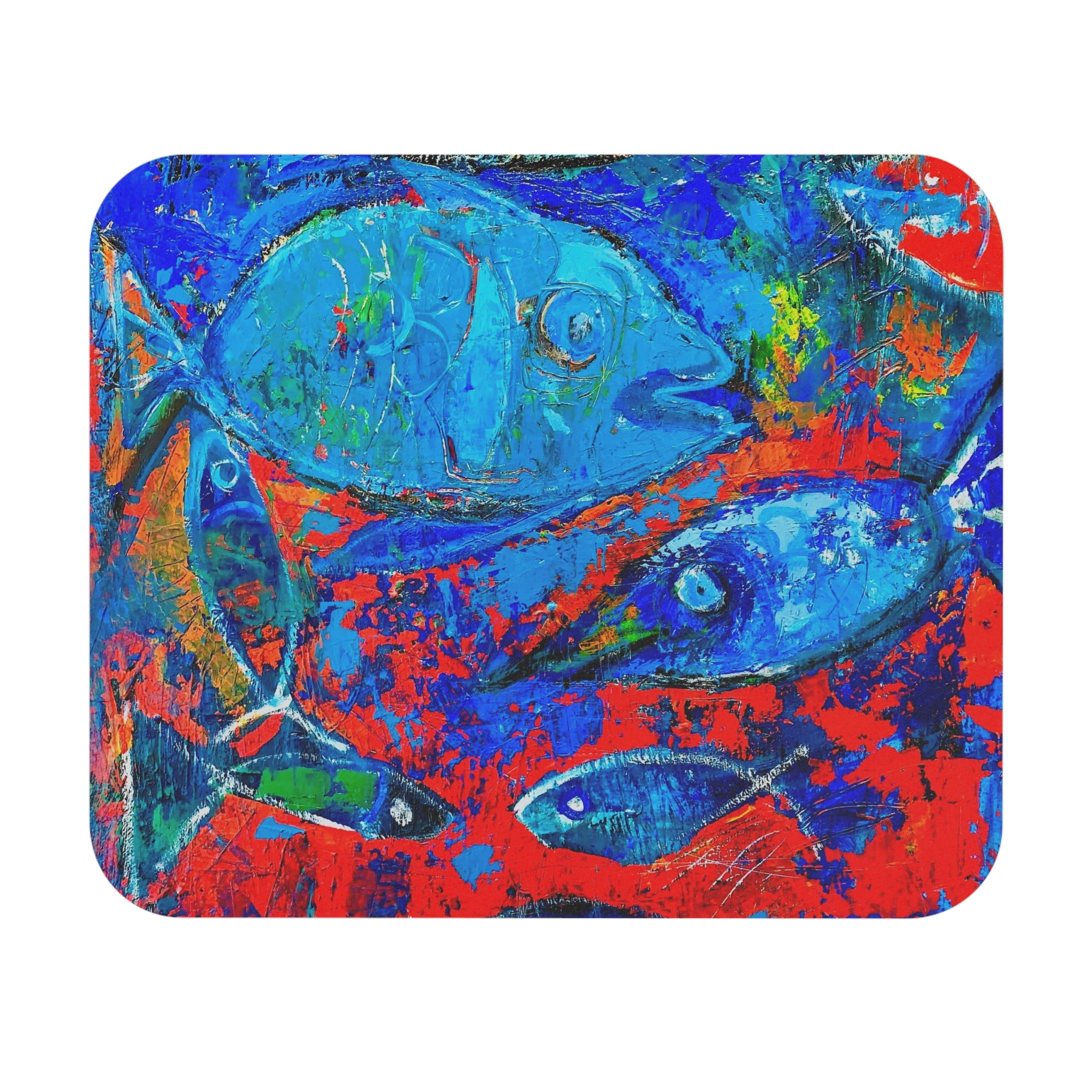 Mouse Pad Abstract Fish Rectangle Mouse Pad — Colorful Ocean Art Desk Mat